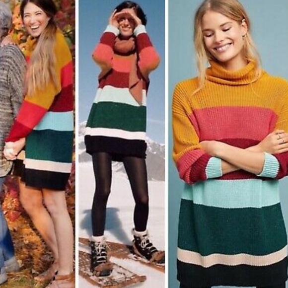Farm Rio Boldly Striped Sweater Dress 